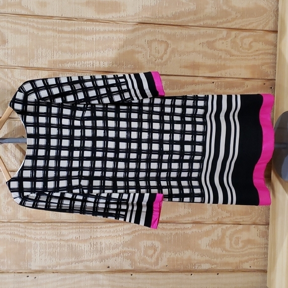 Eliza J Black Pink Block Stripe Modern Print Dress Size 8 - Picture 1 of 4